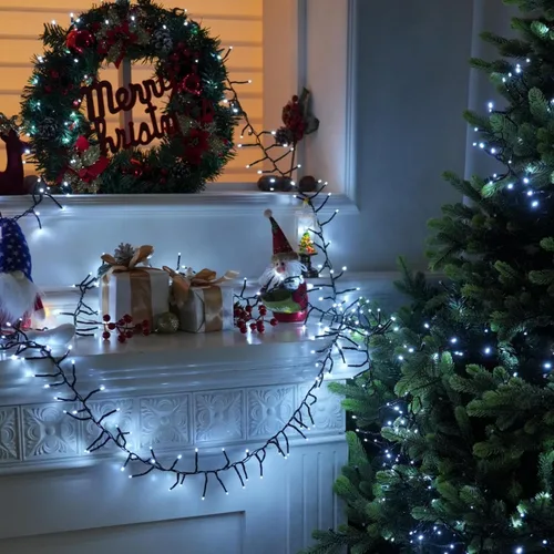 Vista 43 de Luces de cadena navideñas conectables de 240 LED de 88 pies, 13 modos, para interiores y exteriores, cable verde extensible, luces de árbol