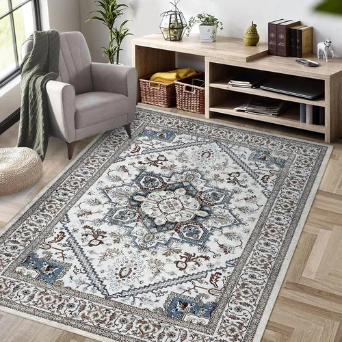 Vista 9 de FairOnly Alfombra bohemia lavable de 2 x 6 pies, estilo vintage, envejecida, tribal, antideslizante, no desprende pelusa, suave, plegable, alfombra