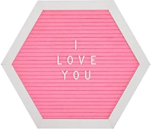 Vista 8 de Melannco Tablero de letras de fieltro, hexagonal, con letras y números, para anuncios, blanco y plateado