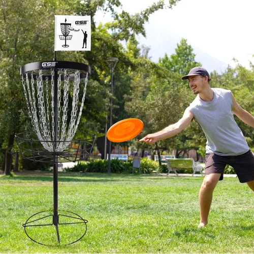 Vista 7 de GSE Pro 24-Chain Disc Golf Basket, Portable Regulation Size Goal Target