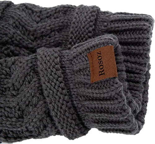 Vista 5 de Rosoz Gorro de cola de caballo para mujer, gorro cálido de invierno, suave, elástico, de punto trenzado, para moño alto