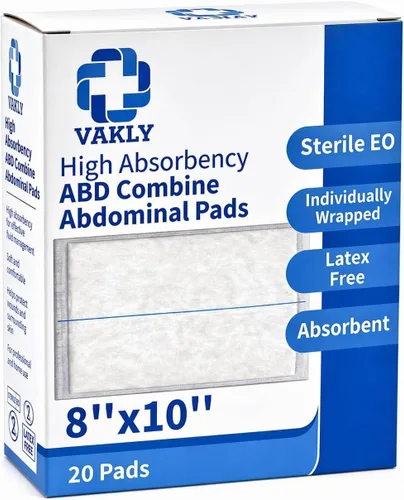 Vista 13 de Vakly ABD Pads 8" x 10" estériles (paquete de 20) – Almohadillas de gasa de combinación abdominal, apósitos no adherentes de alta absorción
