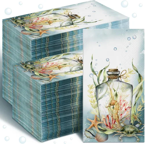 Vista 8 de Seajan 200 piezas de sombrillas de playa, servilletas de papel para invitados, toallas de mano desechables para baño, servilletas de papel