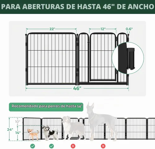 Vista 6 de FXW - Puerta para perro, extra ancha ajustable para aberturas de hasta 46 pulgadas, 24 pulgadas de alto Negro