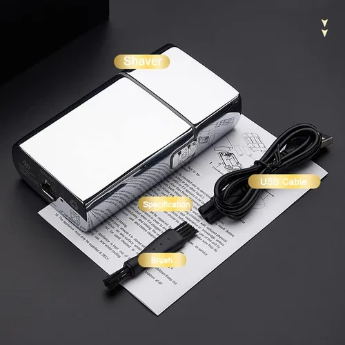 Vista 4 de Afeitadora para hombre, carcasa de metal inalámbrica, lavable, máquina de afeitar eléctrica para el cabello, máquina de afeitar eléctrica recargable
