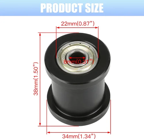 Vista 6 de YOXUFA Tensor de Cadena de Mini Bicicleta con Rodillo de Reemplazo de 1-3/4" para Coleman CC100X CT100U Baja DB30 Doodlebug Motovox MBX10 MBX11