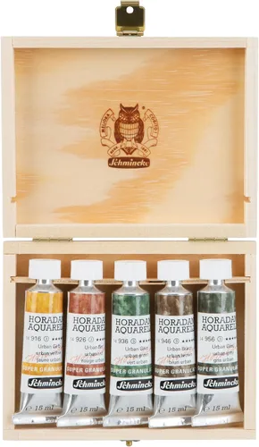Vista 10 de Schmincke - HORADAM® AQUARELL, surtido completo de 40 medios recipientes de acuarelas de granulación súper fuerte, 74 440 097, caja de metal