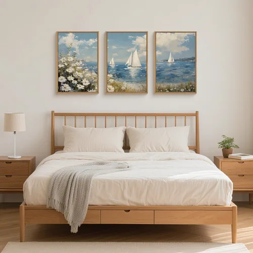 Vista 156 de FWIEXA Juego de Arte de Lienzo Bohemio Enmarcado para Pared, Cuadros Botánicos Verde Salvia Decoración de Pared, Impresiones de Arte de Plantas