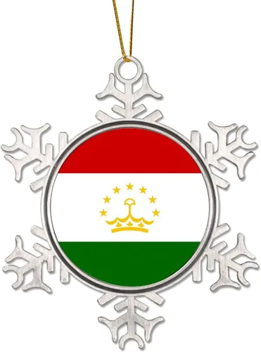 Vista 16 de Bandera nacional de peltre copo de nieve adornos de Navidad de China Taiwán bandera adornos para árbol de Navidad, decoración colgante de metal