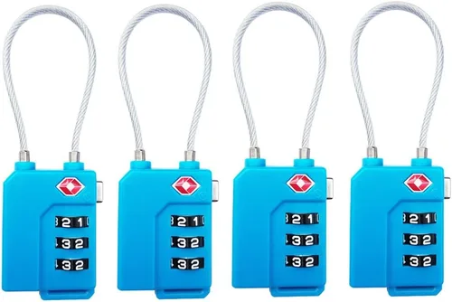 Vista 5 de TSA Lock - Candado de seguridad con combinación de 3 dígitos para maleta, bolsa de equipaje, candado con bloqueo de código (negro, paquete de 4)