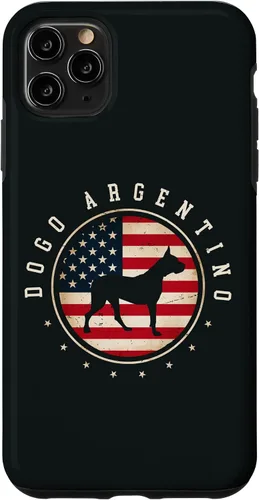 Vista 4 de Funda para iPhone 12 mini Dogo Argentino USA Flag 4 julio para perro mamá papá