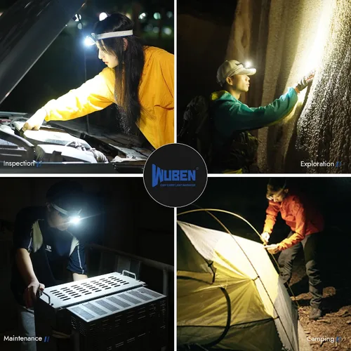 Vista 9 de WUBEN Linterna frontal LED H4 recargable, 800 lúmenes, linterna frontal súper brillante, linterna frontal impermeable IP68 con sensor de movimiento