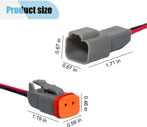 Vista 2 de KITUREK - Conector eléctrico de coche Deutsch de 5 pares de 2 pines, enchufe macho y hembra Waterproof 2 Way 17AWG Deutsch Connector Wiring