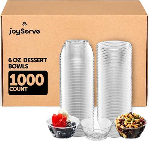 Vista 10 de JoyServe Mini cuencos de plástico transparente – A granel paquete de 100 cuencos desechables de plástico duro de primera calidad para postres
