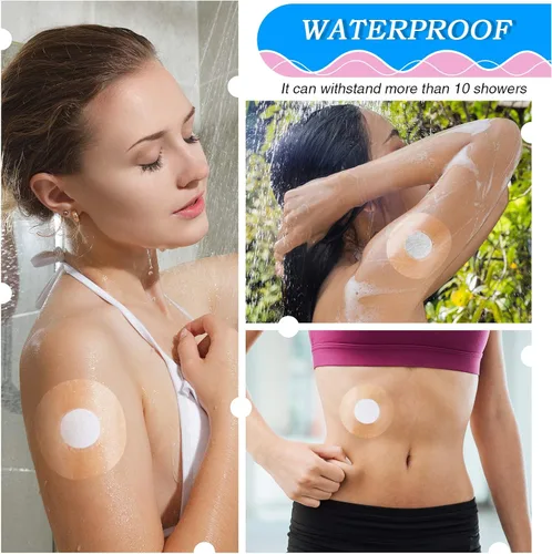 Vista 3 de Paquete de 60 parches adhesivos transparentes impermeables para ducha, estilo libre, cubiertas impermeables para sensores, calcomanías de protección