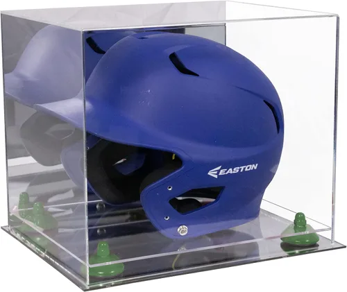 Vista 126 de Better Display Cases Vitrina acrílica para casco de bateo de béisbol con espejo, elevadores rosados, montaje en pared y base de espejo (V22/A012)