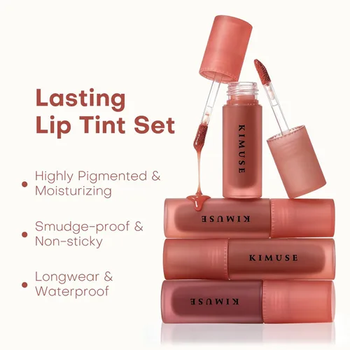 Vista 12 de KIMUSE Set de tinte labial de gel de agua, 6 colores, tintes de labios