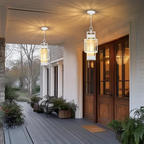 Vista 6 de PARTPHONER Lámpara colgante de 15 pulgadas para exteriores del atardecer al amanecer, lámpara colgante de metal moderno para exteriores, lámpara