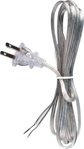 Vista 5 de Creative Hobbies Cable de lámpara plateado transparente, 8 pies de largo, SPT-1, calibre 18, cable de alimentación con certificación UL