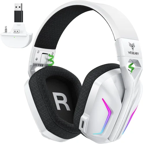Vista 10 de WESEARY Auriculares inalámbricos para juegos para PS5, PS4, PC, Switch 20 Negro (Aurora Black)