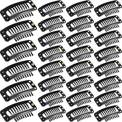 Vista 10 de WILLBOND - 30 piezas de broches para extensiones de pelo de 32 mm con 9 dientes, broches para pelucas y extensiones de pelo, peine pequeño