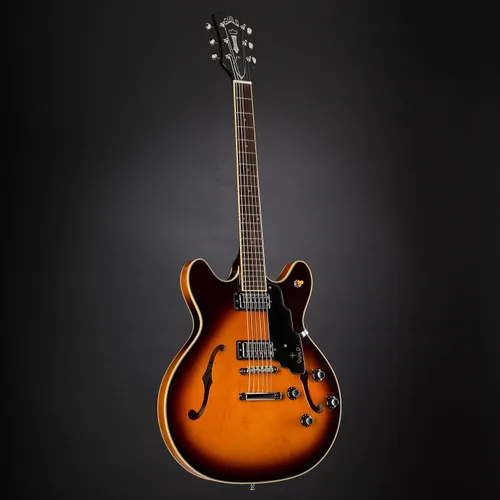 Vista 10 de Guild Guitars Starfire IV ST - Guitarra eléctrica de cuerpo semihueco, explosión antigua, doble corte con cola de parada, colección Newark St