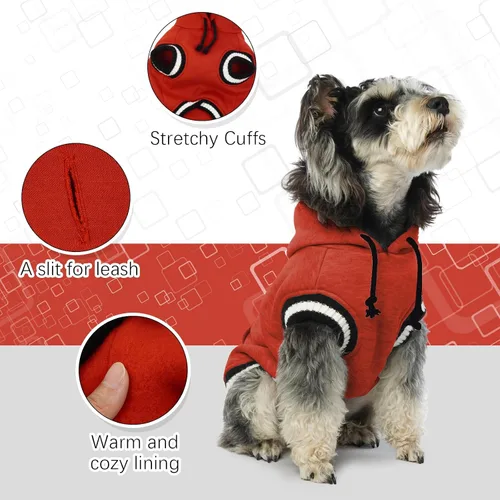 Vista 3 de FUAMEY Sudadera con capucha para perro, suéteres de forro polar para perro, sudadera cálida para mascotas con bolsillo, chaleco de Navidad suave