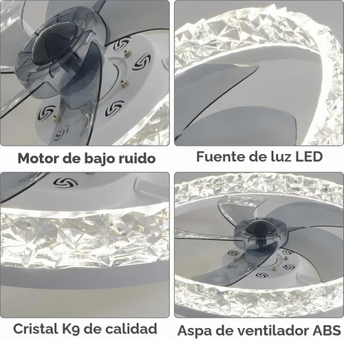 Vista 7 de FRIXCHUR Ventilador de techo de cristal blanco de 19.7 pulgadas con control remoto de luz de 6 velocidades Low Profile Ceiling Fans Dimmable LED
