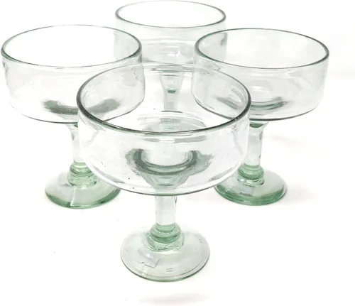 Vista 8 de Dos Sueños Vidrio soplado a mano mexicano – Juego de 4 vasos de margarita natural soplado a mano (16 onzas)