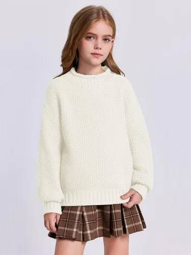 Vista 2 de Imily Bela Suéteres de cuello alto para niñas, ropa de punto de manga murciélago, suéter grueso
