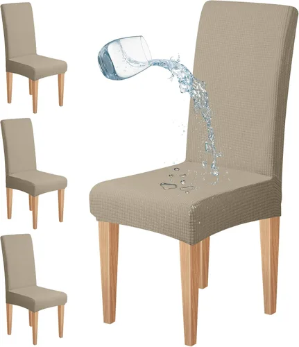 Vista 17 de Dioxide Juego de 4 fundas impermeables para sillas de comedor, fundas elásticas para sillas de comedor, fundas para sillas Parson, extraíbles