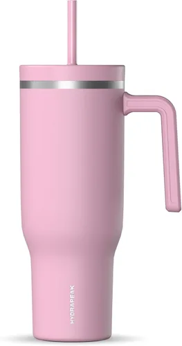 Vista 27 de Hydrapeak Voyager Vaso de 40 oz con Asa y Tapa con Pajita Botella de Agua Reutilizable de Acero Inoxidable Taza de Viaje Compatible con Portavasos