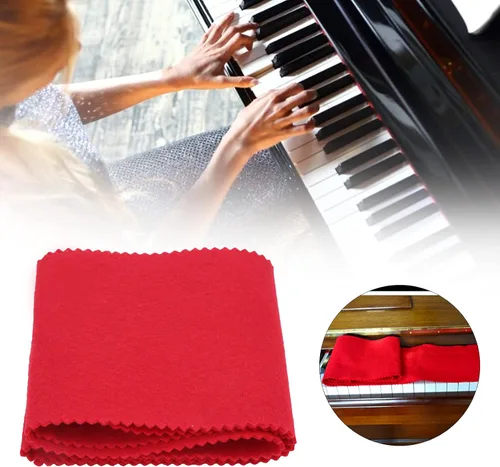 Vista 4 de Paño para teclado de piano, fieltro antipolvo, cubierta universal para limpieza de polvo, accesorios de protección para teclado de piano (rojo)