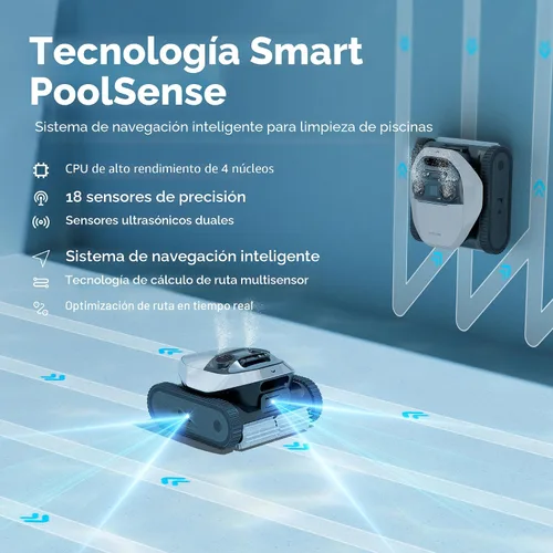 Vista 7 de DREAME Z1 Pro - Limpiador robótico inalámbrico para piscinas con kit de limpieza, control remoto LiFi, succión de 8000 GPH, limpieza horizontal