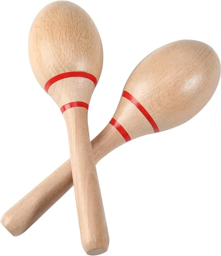 Vista 8 de 2 piezas de maracas de madera para niños y adultos, instrumento musical de maracas de madera Verde