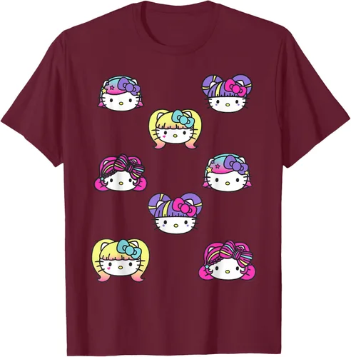 Vista 16 de hello kitty Kawaii Multi peinado Tee, Azul (Heather blue)