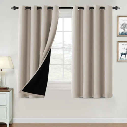 Vista 97 de H.VERSAILTEX Cortinas 100% de opacidad para dormitorio, con aislamiento térmico, cortinas opacas de 63 pulgadas de largo, cortinas de bloqueo