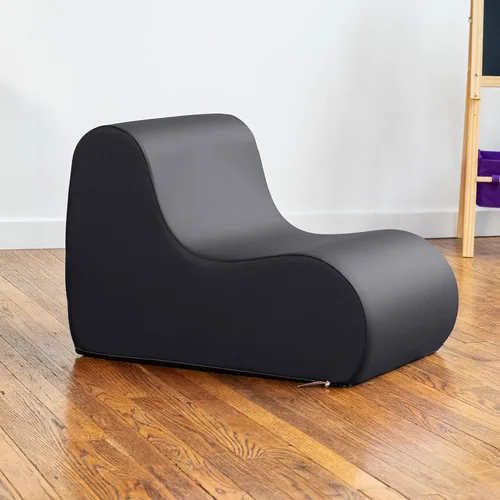 Vista 4 de Jaxx Midtown Silla pequeña de espuma suave para aula, funda de vinilo premium, color negro