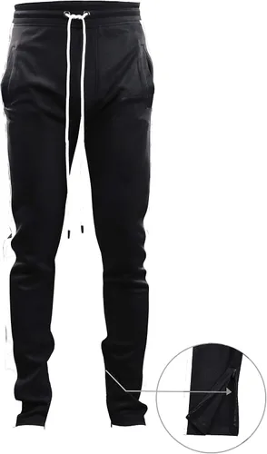 Vista 3 de SCREENSHOT Mens Hip Hop Premium Slim Fit Winter Fleece Lined Track Pants - Athletic Jogger Bottoms with Side Taping