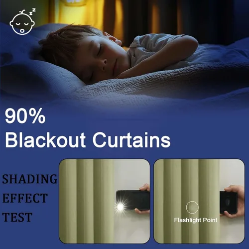 Vista 23 de OWENIE Cortinas 100% opacas de 63 pulgadas de largo, 2 paneles para dormitorio, sala de estar, cortinas superiores con ojales con aislamiento Negro