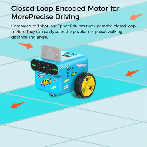 Vista 3 de ELECFREAKS Microbit Tpbot-Edu - Kit de versión de control preciso ángulos e direcciones adecuado para proyectos STEM, BBC Micro:bit DIY Coding Car