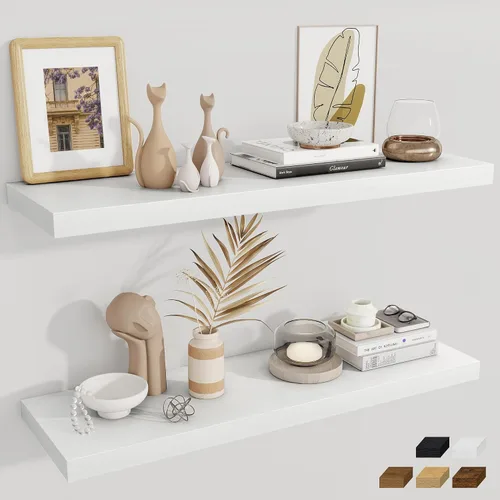 Vista 53 de Fun Memories Pequeños estantes flotantes para pared, estantes cuadrados de pared de 8 pulgadas con soportes invisibles, estantes negros para baño