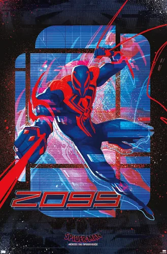Vista 9 de Marvel Spider-Man: Across the Spider-Verse - Póster de pared de Spider-Man 2099, 22.4 pulgadas de largo x 14.7 pulgadas de ancho, versión enmarcada