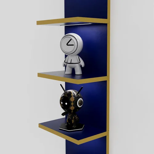 Vista 7 de Estantes de pared de 5 niveles con luz LED, estante de columna vertical, almacenamiento flotante, organizador de decoración del hogar, estante