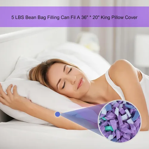 Vista 4 de Relleno de puf, relleno de espuma viscoelástica triturada de 5 libras para relleno de puf, relleno de espuma para almohada, camas de perro, sillas