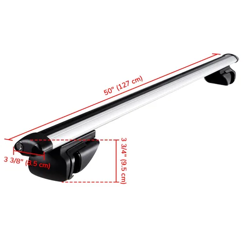 Vista 5 de Yescom Portaequipajes universales de aluminio de 50 pulgadas, barra de riel transversal de carga para equipaje, abrazadera ajustable para SUV