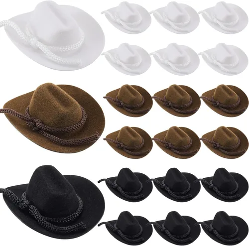 Vista 11 de Hercicy Mini Cowboy Hat for Crafts Doll Decor Negro