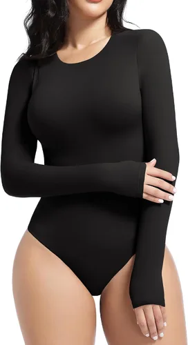 Vista 5 de YIANNA Body de cuello redondo para mujer, camiseta de tanga con sensación de segunda piel, trajes de cuerpo