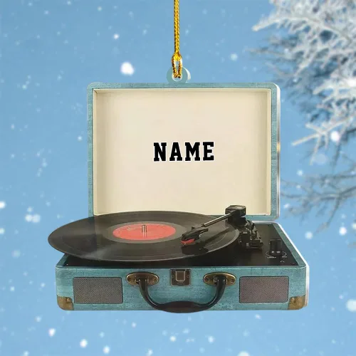 Vista 4 de Adorno de disco de vinilo personalizado para Navidad 2025, regalo para amantes de la música retro, recuerdo acrílico personalizado, decoración