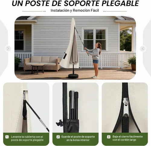 Vista 5 de Cubierta para sombrilla de patio Porch Shield - Cubiertas impermeables para parasol de jardín al aire libre para paraguas de mercado de 7 a 10 pies